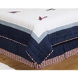 Red, White & Blue Vintage Aviator Queen Kids Childrens Bed Skirt by JoJo Designs