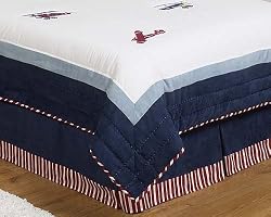 Red, White & Blue Vintage Aviator Queen Kids Childrens Bed Skirt by JoJo Designs