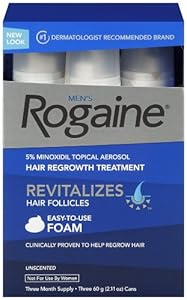 Rogaine for Men Hair Regrowth Treatment, 5% Minoxidil Topical Aerosol, Easy-to-Use Foam, 2.11 Ounce, 3 Month Supply (Packaging May Vary)