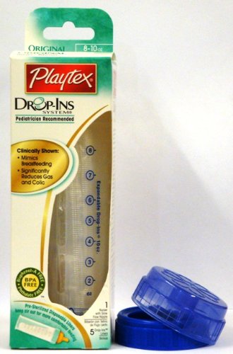 Playtex Drop-Ins System Original Nurser with 5 Liners, 8 Oz, [Dark Blue] (Pack of 3)