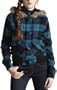 Ashley Junior's Plaid Flannel Jacket,Turquoise/Black/White,Large