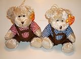 Teddybär Paul in Bayerischer Tracht Lederhose/Hemd blau kariert