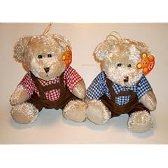 Teddyb�r Paul in Bayerischer Tracht Lederhose/Hemd blau kariert