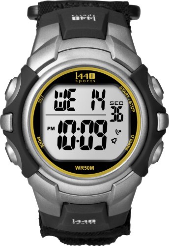 Timex Men’s T5K455 1440 Sports Digital Black/Silver-Tone/Orange Fast