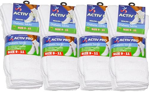 Diabetic Socks Mens White Size 9-11 Crew Length 12 Pair Pack