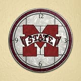 Mississippi State Bulldogs 12in Art Glass Clock NCAA College Athletics Fan Shop Sports Team Merchandise