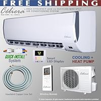 Celiera 12000 BTU Ductless Mini Split Air Conditioner + Heat Pump - Indoor and Outdoor Units + Line Set + Installation Kit) - 110V 60Hz Single Phase