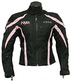 Ladies Black and Pink Vented Textile Padded Motorcycle Jacket