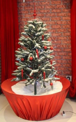 Snowing Christmas Tree Red Base 4 Feet 5 Inches Tall