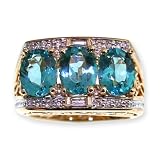 SAVE 71% 14K Neon Blue Apatite & Diamond Yellow Gold Ring by Designer Michael Valitutti from Exotic & Rare Gemstone Collection - FREE Shipping! & FREE Gemstone Information Card - OVERSTOCK Clearance Sale!