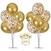 TONIFUL Balloons Stand Kit Table Decorations,2 Set with 14 Sticks, 14 Cups, 2 Base, 16 Gold Balloons for Wedding Birthday Party