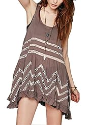 Cotton/Polyester Lace Asymmetric Summer Polka Dot Print  Dress