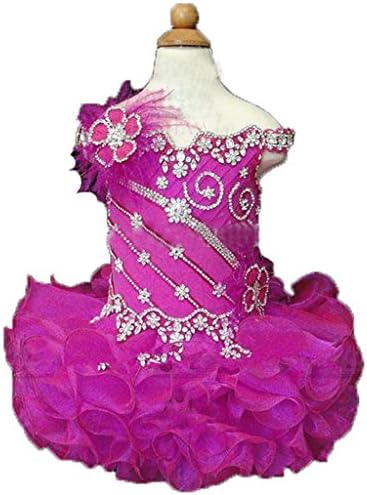 BeiMei Baby Kids' Bateau Toddler Pageant Dress Corset Feather Mini Birthday Gown 6 US Fuchsia