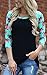 KufvWomens Prints Florals 3/4 Sleeve Crew Neck Top Tshirt (3XL, black)