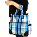 Tartan Plaid Large Big Handbag Tote Shoulder Bag Turquoise Blue with Multi-Colors