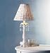 Distressed White Crystal-Accented Column Lamp