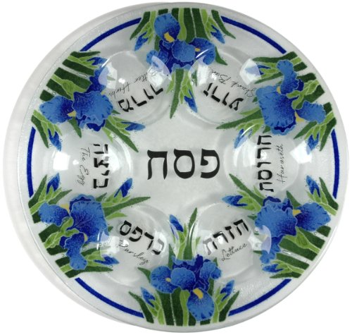 Peggy Karr Iris 14-Inch Handmade Art Glass Seder Plate