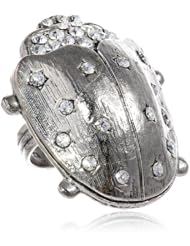 Yochi Crystal Ladybug Adjustable Ring