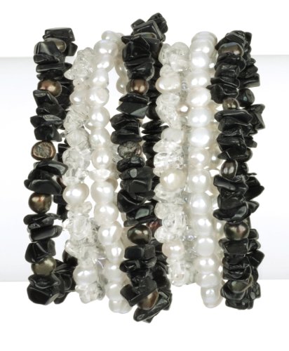 7 Piece Gemstone and Crystal Stretch Bracelet 