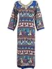 Womans Tunic Tops Long Kurta Light Blue Tribal Printed Georgette Kurti Dress Caftan M