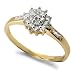 9ct Yellow Gold 0.25ct Diamond Set Cluster Ring - Size O