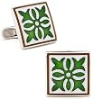 Sterling Silver Green Gothic Medallion Cufflinks