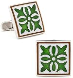 Sterling Silver Green Gothic Medallion Cufflinks