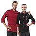 Chef coat black with red uniforms and long sleeve unisex