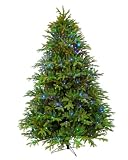 Barcana 7-1/2-Foot Alaskan Deluxe Fir Slim Ready Trim Christmas Tree with 600 Mini Lights, Multi