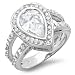 4 CT Classic Halo Ladies Pear and Round Cubic Zirconia CZ Engagement Ring (Available in size 6, 7, 8