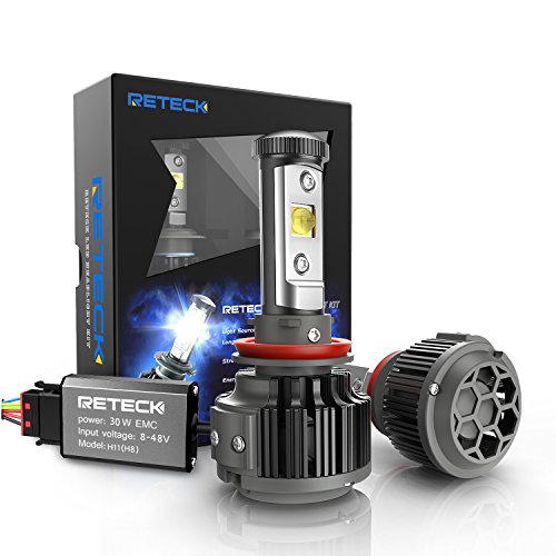 LED Headlight Bulbs Reteck Car Headlight Conversion Kit Clear Arc-Beam Kit – 30w 7,200Lm Cool White CREE Light Source – 2 Yr Warranty , H11/H8