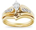 10k Choice of White or Yellow Gold Diamond Bridal Set (1/10 cttw, IJK Color, I2-I3 Clarity)