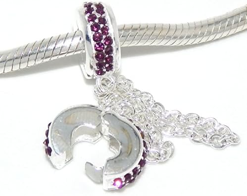 Solid Sterling Silver .925 Safety Chain Clip Lock Charm Bead for Snake Chain Charm Bracelets