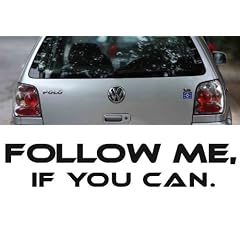 Autoaufkleber Spruch "Follow me..." Z9 (23x4 cm) dunkelblau (gespiegelt)