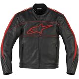 Alpinestars ATL Men's Leather Street Bike Motorcycle Jacket - Color: Black/Red, Size: 3X-Large