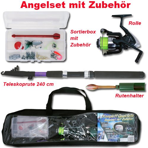 ANGELSET bestehend aus Teleskopangel,Rolle, Sortierbox mit Zubehör
