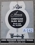 Ames Bench Lathe No. A-2300 Compound Slide Parts List