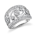 Natural Allure: Sterling Silver Celebrity Inspired White CZ Diamond Right Hand Ring