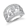 Natural Allure: Sterling Silver Celebrity Inspired White Cubic Zirconia Right Hand Ring