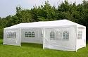 Waterproof 3m x 9m PE Gazebo Marquee Awning Party Tent Canopy White 120g Polyster Power Coated Steel Frame