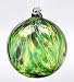 Kitras Art Glass - Hand Blown Glass - Hanging Ornament - Witch Ball - FEATHER BALL - SPRING - OR-FEAB-06-SP