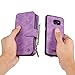 AIREBO 5161757 Dermis Handmade Genuine Cowhide Wallet Type Leather Case with Zipper for Samsung Galaxy S7 Edge, Purple