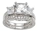 Cubic Zirconia CZ Three Stone Wedding and Engagement Ring Set Size 5