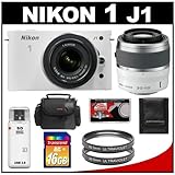 Nikon 1 J1 10.1 MP Digital Camera Body with 10-30mm & 30-110mm VR Lens (Whi ....