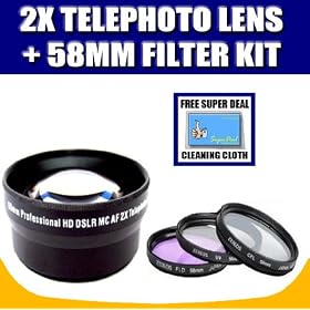 2x Digital Telephoto Professional Series Lens (58MM) For Panasonic PV-GS120, PV-GS150, PV-GS180, PV-GS250 and PV-GS320 Mini Dv Camcorders with Exclusive FREE Complimentary Super Deal Micro Fiber Lens Cleaning Cloth