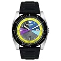 Diesel Men's Large Stainless Steel and Black Leather Watch #DZ1258