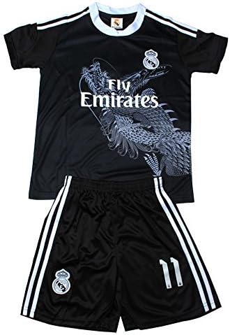 2014/2015 BALE #10 Black Real Madrid Football Soccer Kids Jersey & Short All Youth Sizes (XXL (Ages 12-13))
