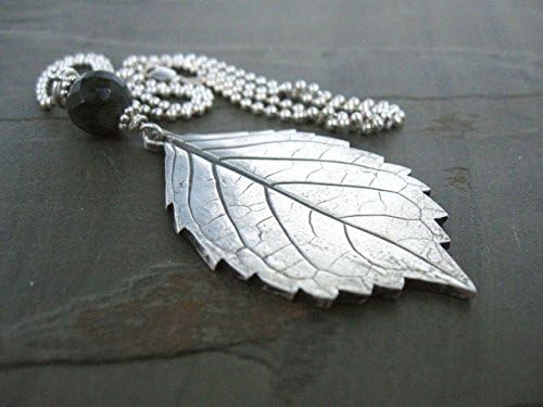 Large handcrafted silver leaf necklace / one of a kind