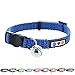 Pawtitas Reflective Cat Collar with Safety Buckle and Removable Bell Cat Collar Kitten Collar Blue Cat Collar