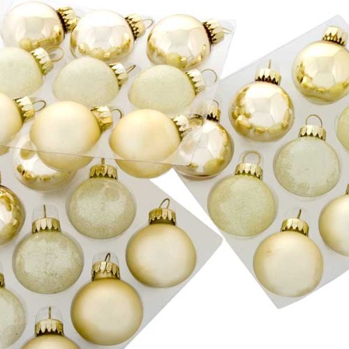 A Box Of 27 X 30mm Cream Glass Baubles. 9 x Matt, 